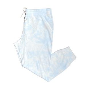 GAP NWOT Women's Blue & White Cotton Blend Drawstring Sweatpants Joggers Sz Lg